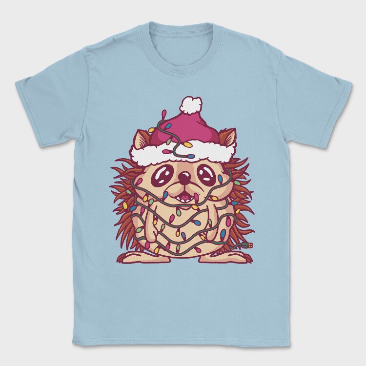 Hedgehog In Christmas Lights, Tricou Barbati (Unisex)