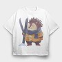 Hedgehog Ski Adventure, Tricou Oversize Barbati (Unisex)
