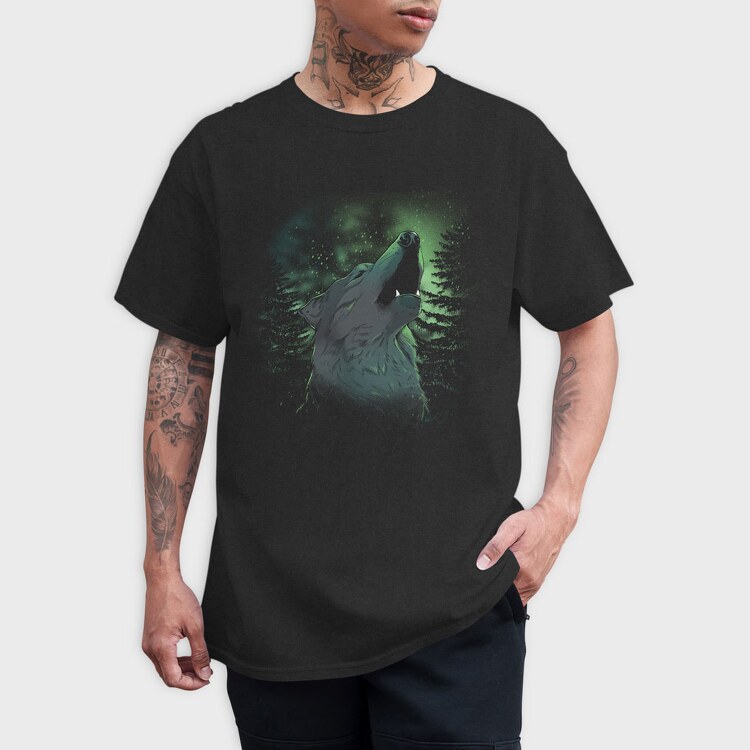 Howling Wolf Green, Tricou Barbati (Unisex)