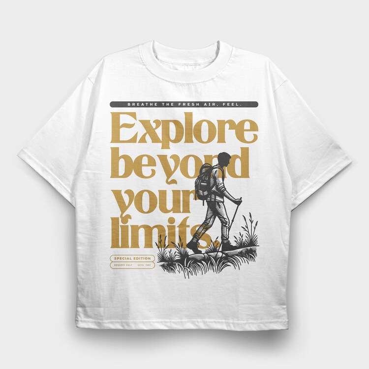 Hiking Exploration Quote, Tricou Oversize Barbati (Unisex)