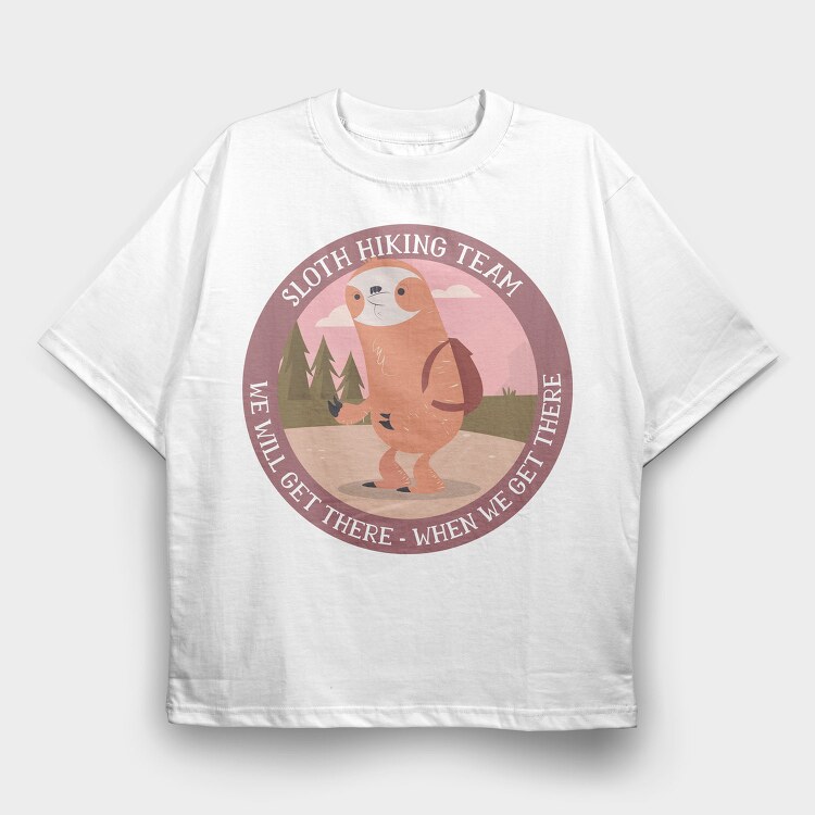 Hiking Sloth, Tricou Oversize Barbati (Unisex)