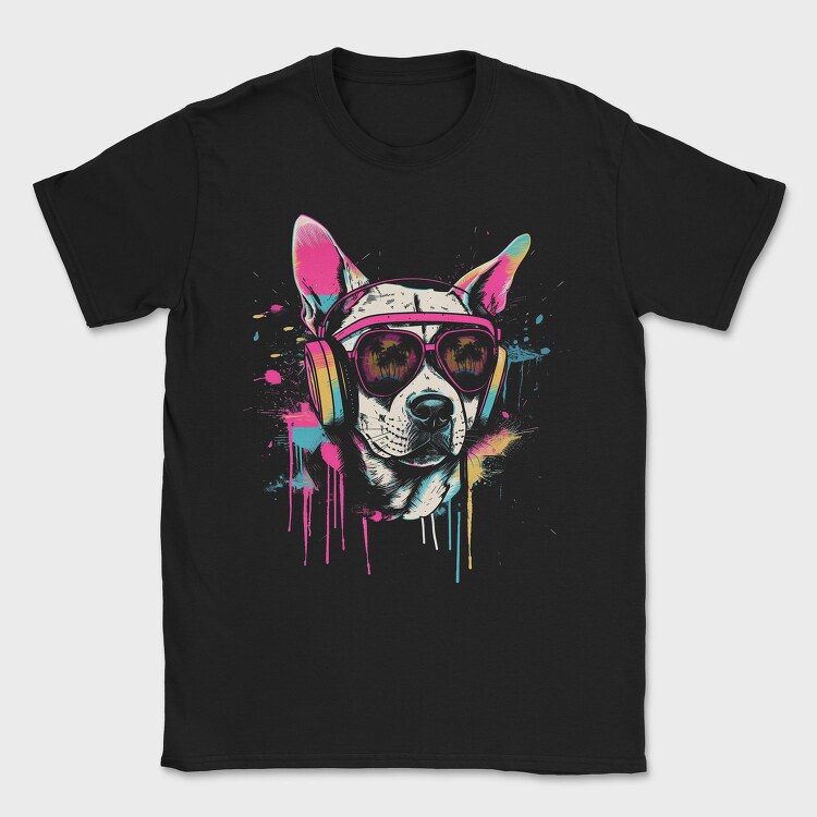 Hip Dog With Headphones Summer Dj, Tricou Barbati (Unisex)