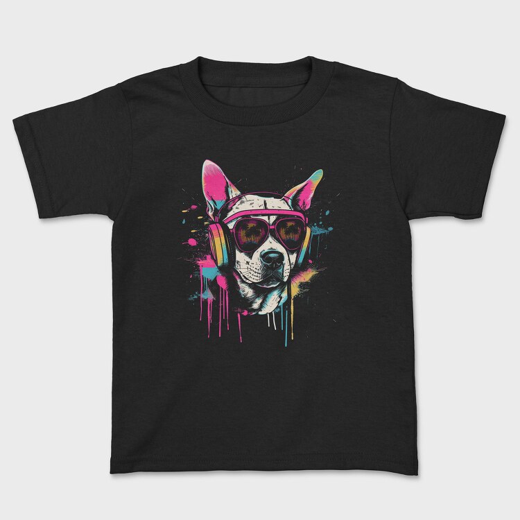 Hip Dog With Headphones Summer Dj, Tricou Copii