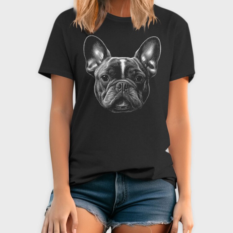 Bulldog Portrait Monochrome, Tricou Barbati (Unisex)