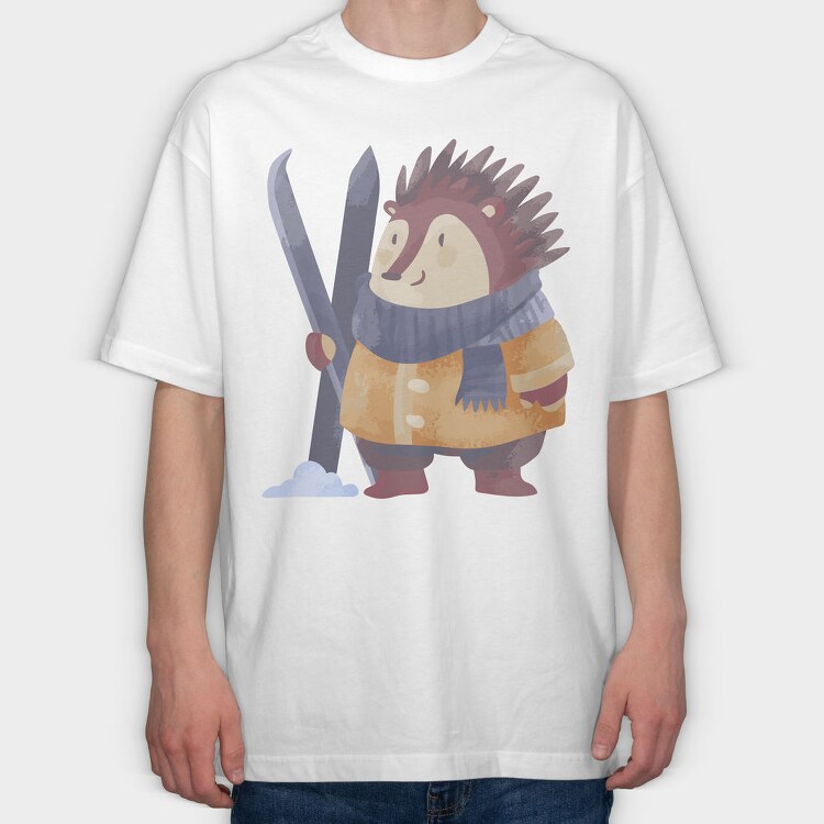 Hedgehog Ski Adventure, Tricou Oversize Barbati (Unisex)