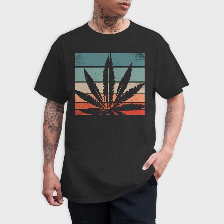 Cannabis Retro Design, Tricou Barbati (Unisex)