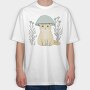 Cat With A Mushroom Hat, Tricou Oversize Barbati (Unisex)