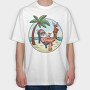 Beach Summer Santa Claus, Tricou Oversize Barbati (Unisex)