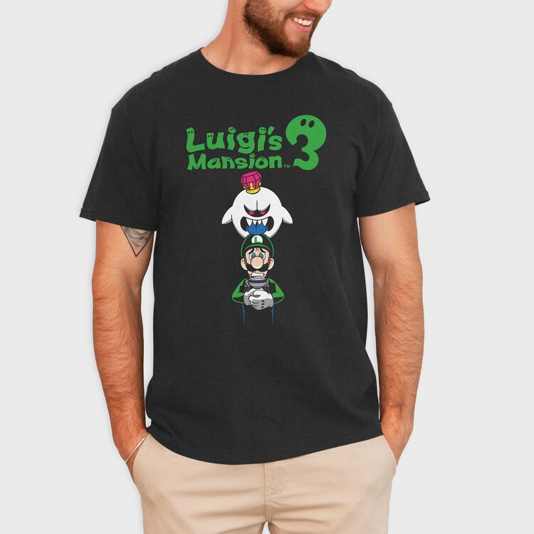 Luigi Boo Black Background, Tricou Barbati (Unisex)