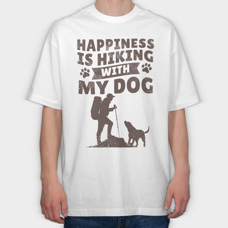 Hiking With Dog My, Tricou Oversize Barbati (Unisex)