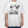 Hedgehog With Dandelions Lino Art, Tricou Oversize Barbati (Unisex)