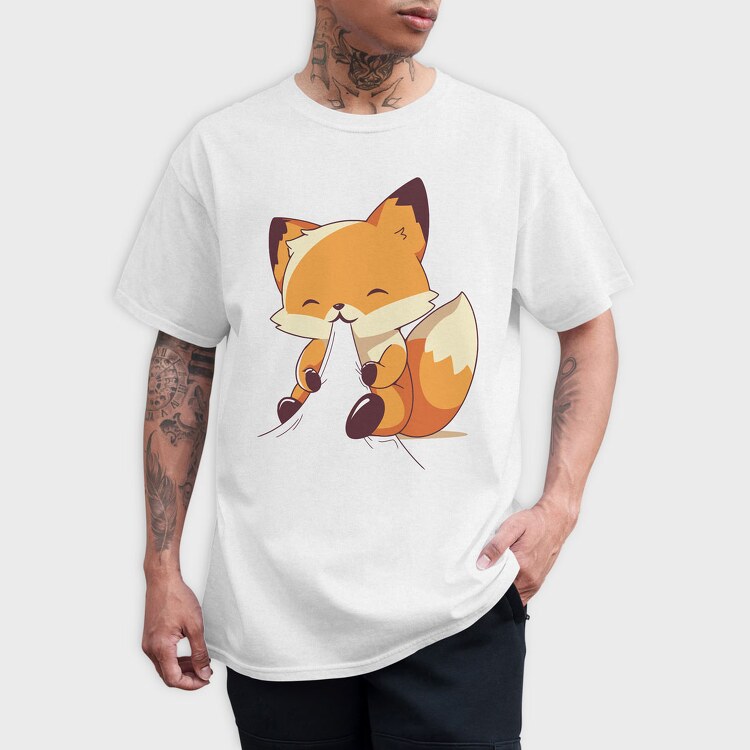 Fox Eating, Tricou Barbati (Unisex)