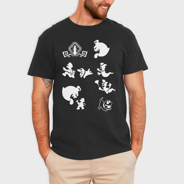 Luigis Mansion Stencil Silhouette, Tricou Barbati (Unisex)