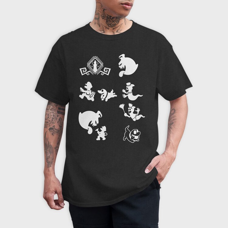 Luigis Mansion Stencil Silhouette, Tricou Barbati (Unisex)