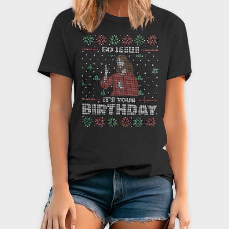 Jesus Birthday Uglysweater, Tricou Barbati (Unisex)