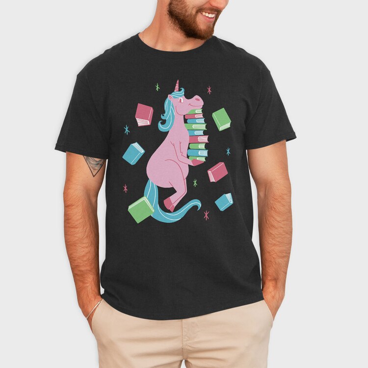 Unicorn Book Lover, Tricou Barbati (Unisex)