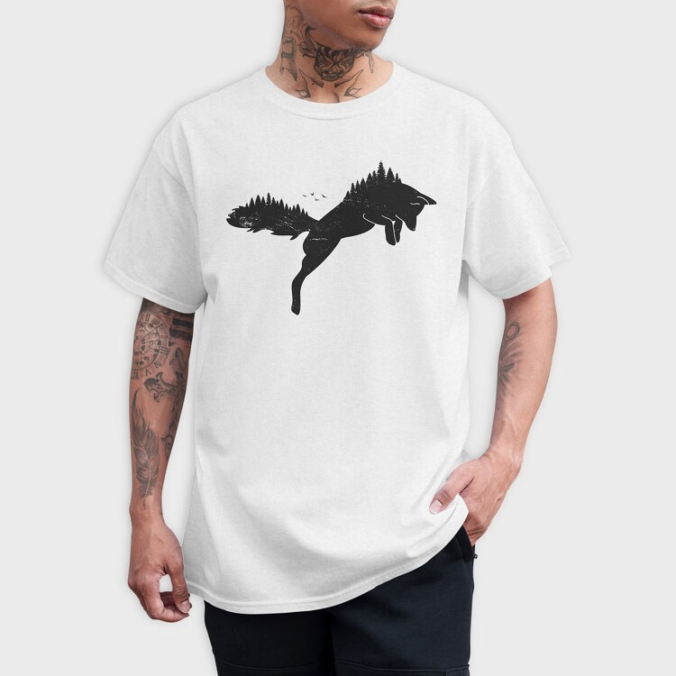 Hunting Fox Silhouette, Tricou Barbati (Unisex)