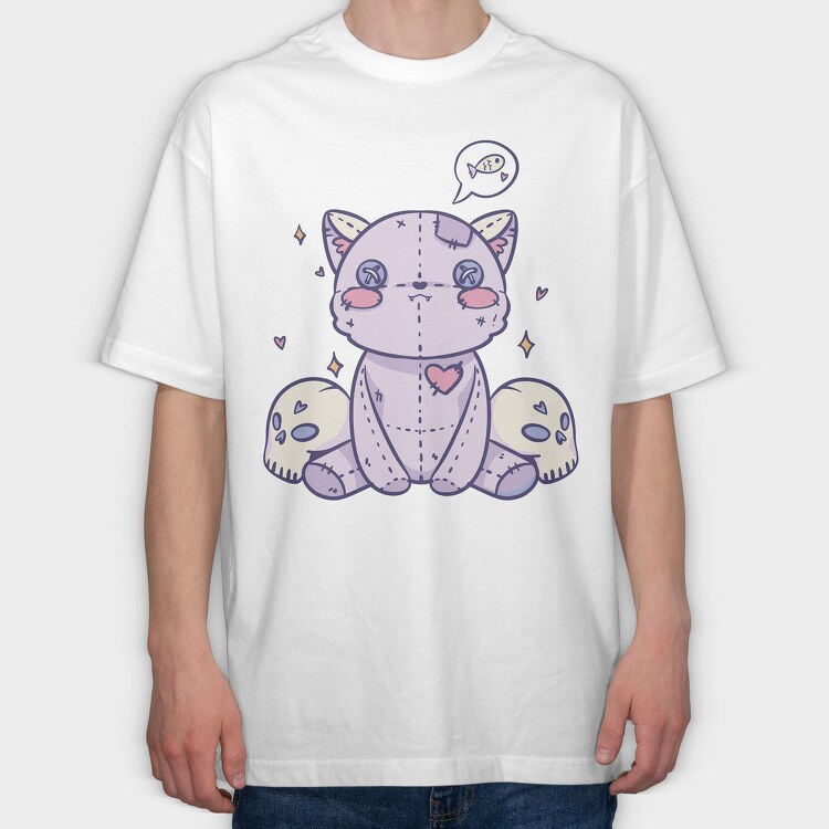 Pastel Goth Stuffed Cat, Tricou Oversize Barbati (Unisex)