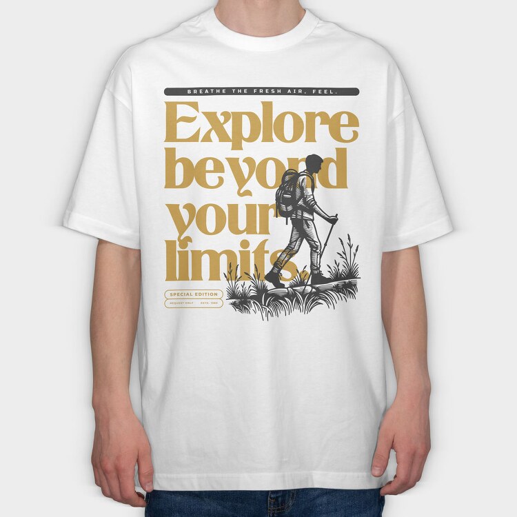 Hiking Exploration Quote, Tricou Oversize Barbati (Unisex)
