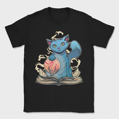 Magical Cat With Book Whimsical, Tricou Barbati (Unisex)