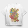 Hippie Frog Playing Guitar, Tricou Oversize Barbati (Unisex)