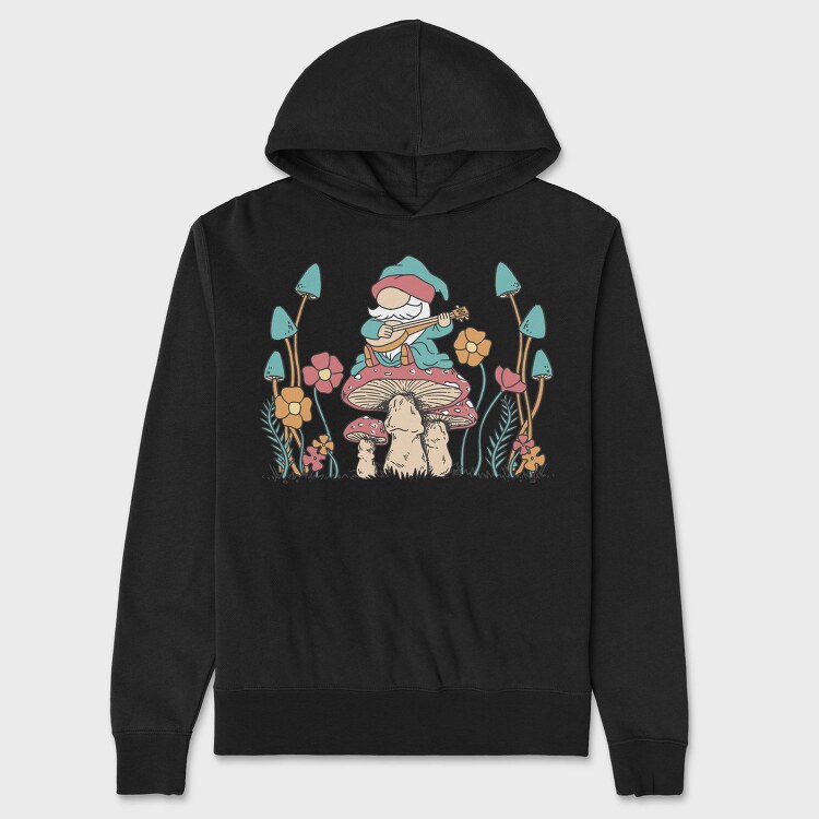 Hippie Gnome On Mushroom Banjo Cottagecore, Hanorac Oversize Barbati (Unisex)