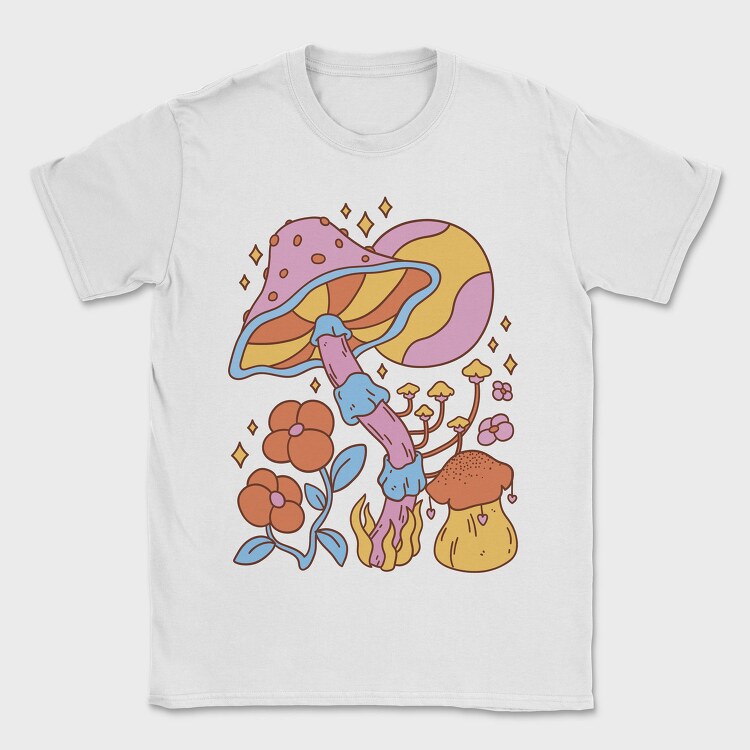 Hippie Mushroom Planet Flower, Tricou Barbati (Unisex)