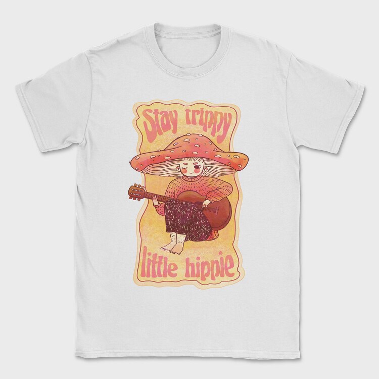 Hippie Mushroom Playing Guitar Stay Trippy, Tricou Barbati (Unisex)