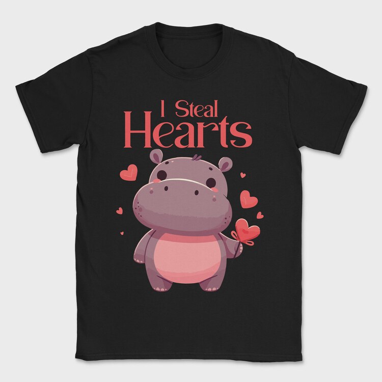 Hippo Heart Valentine, Tricou Barbati (Unisex)