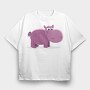 Hippo Huggable, Tricou Oversize Barbati (Unisex)