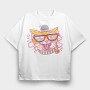 Hipster Gamer Cat, Tricou Oversize Barbati (Unisex)