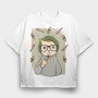 Hipster Sushi Cat, Tricou Oversize Barbati (Unisex)