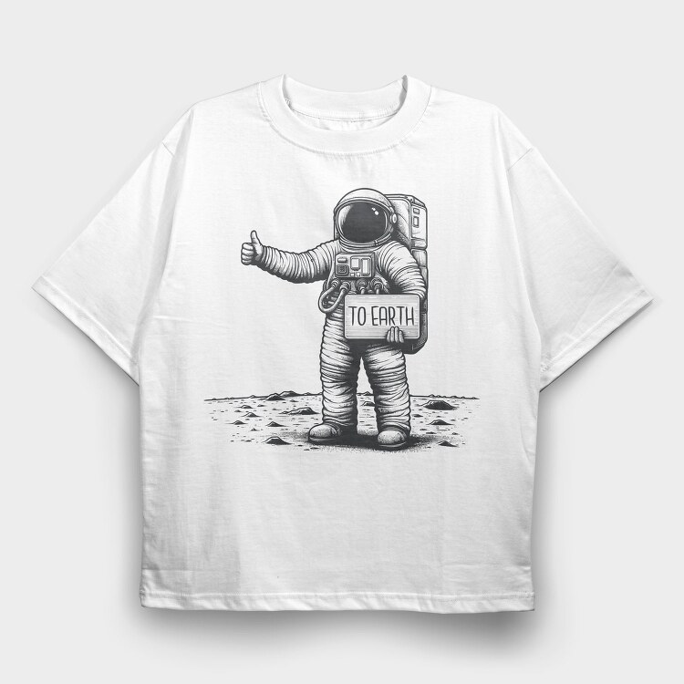 Hitchhiking Astronaut, Tricou Oversize Barbati (Unisex)