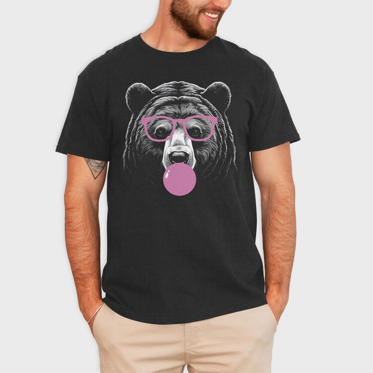 Bear Monochrome Bubblegum, Tricou Barbati (Unisex)