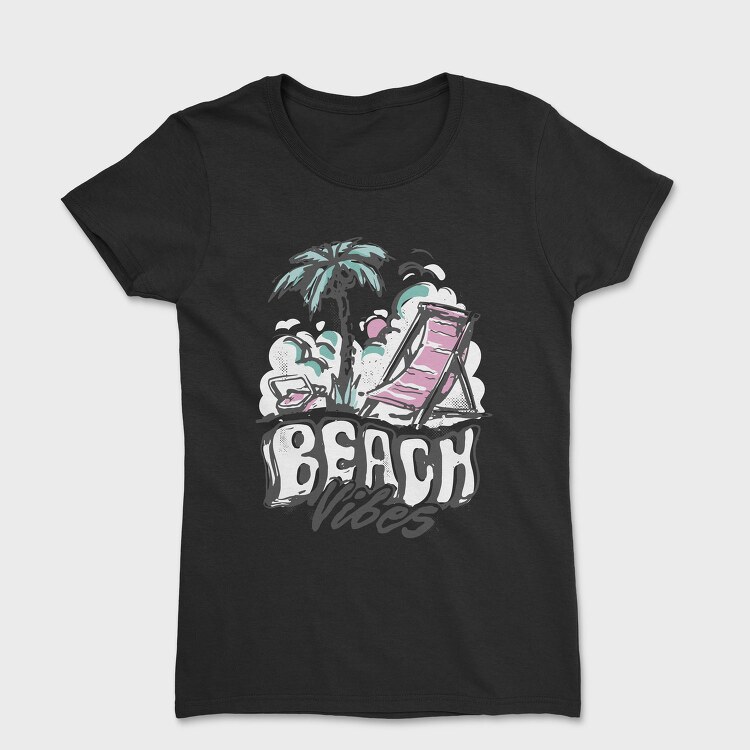 Beach Vibes Summer Vintage Lettering, Tricou Femei