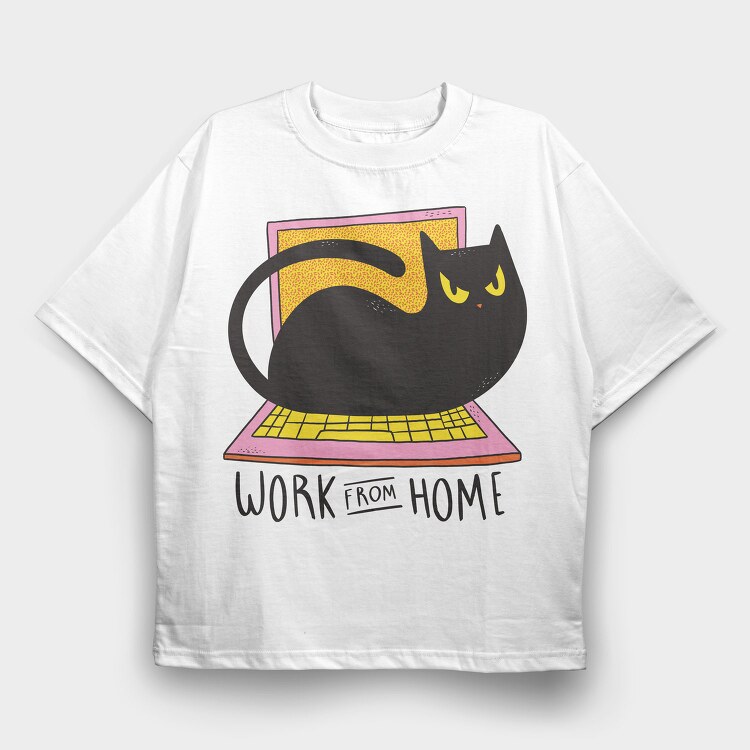 Home Office Cat Computer, Tricou Oversize Barbati (Unisex)