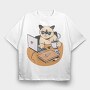 Home Office Grumpy Cat, Tricou Oversize Barbati (Unisex)