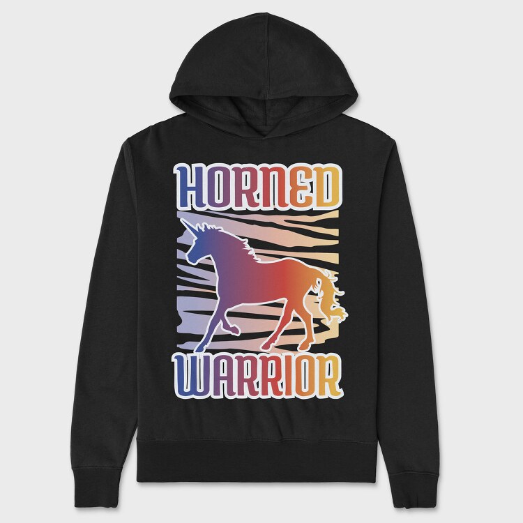 Horned Warrior Unicorn Animal Sunset, Hanorac Oversize Barbati (Unisex)