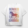 Horned Warrior Unicorn Animal Sunset, Tricou Oversize Barbati (Unisex)