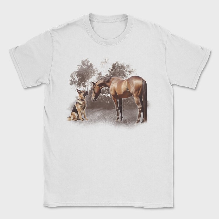 Horse And German Shepherd, Tricou Barbati (Unisex)