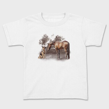 Horse And German Shepherd, Tricou Copii