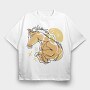 Horse Animal Continuous Line Jumping, Tricou Oversize Barbati (Unisex)