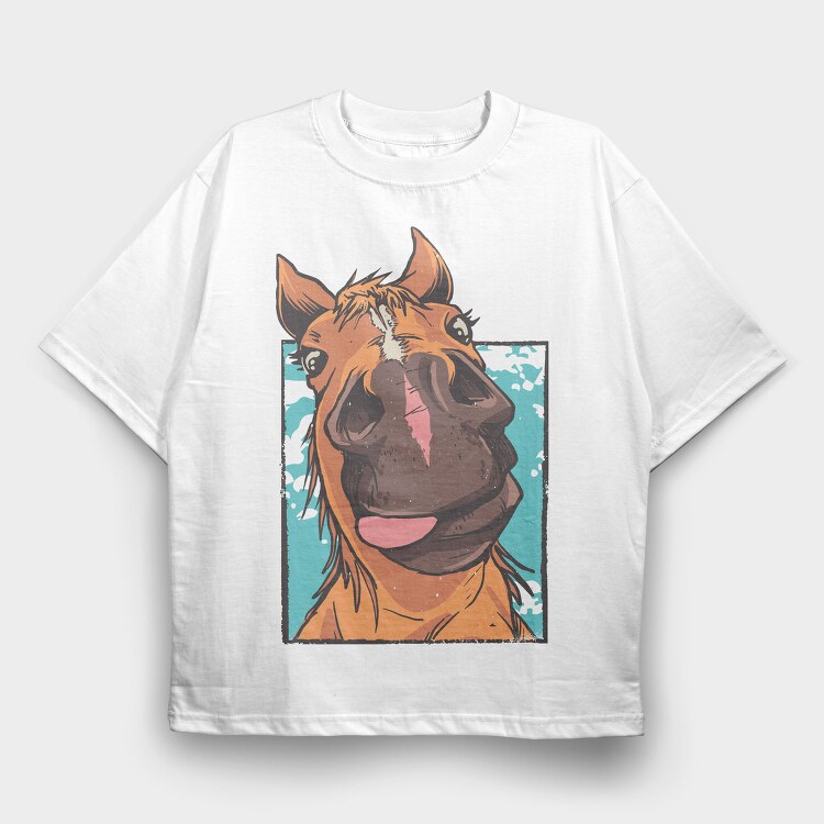 Horse Face Looking Down Close Up, Tricou Oversize Barbati (Unisex)