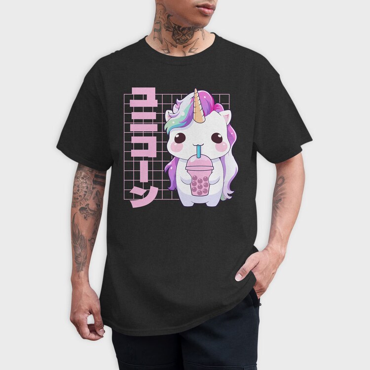 Unicorn Cute Boba Tea, Tricou Barbati (Unisex)