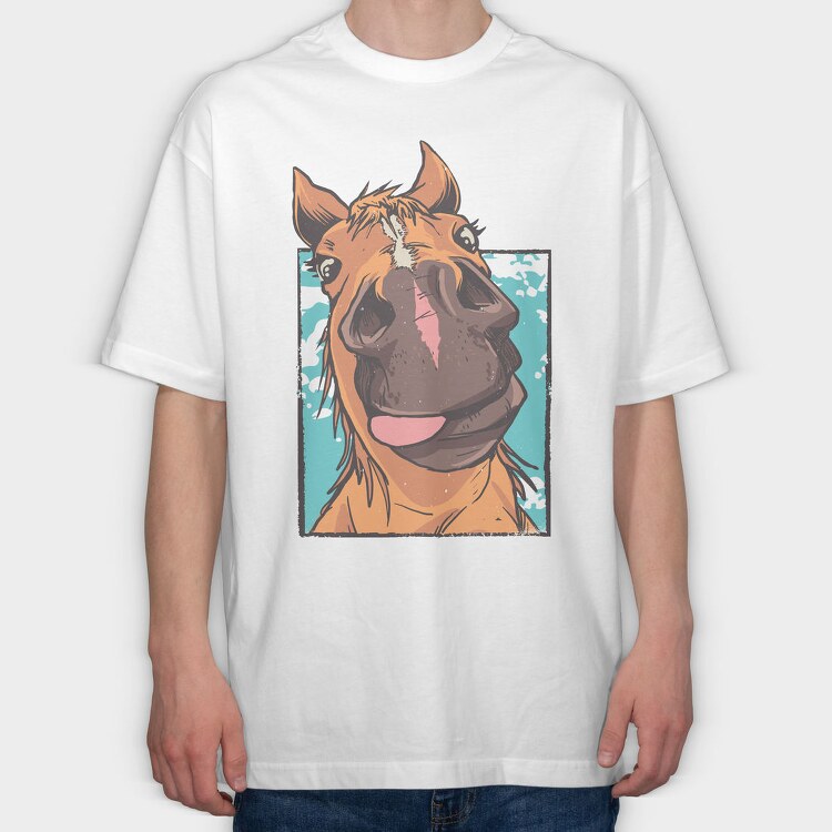 Horse Face Looking Down Close Up, Tricou Oversize Barbati (Unisex)