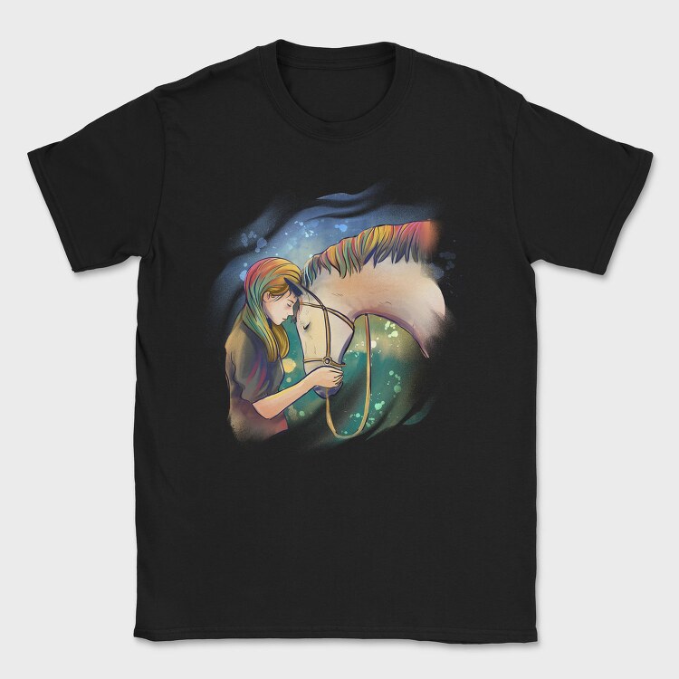 Horse Girl Colorful Hair, Tricou Barbati (Unisex)