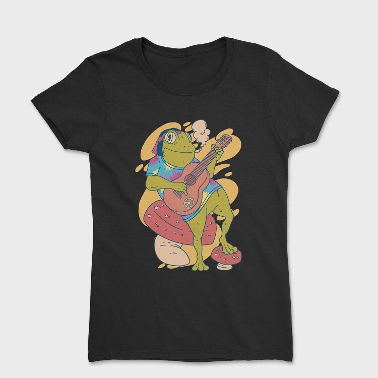 Hippie Frog Playing Guitar, Tricou Femei