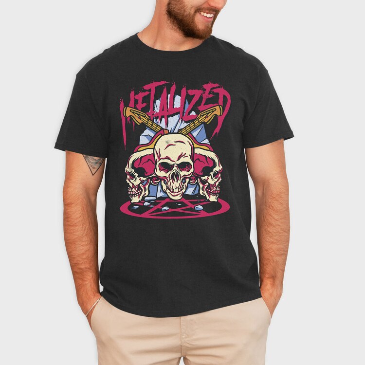 Metalized Skulls Rock, Tricou Barbati (Unisex)