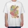 Hippie Frog Playing Guitar, Tricou Oversize Barbati (Unisex)