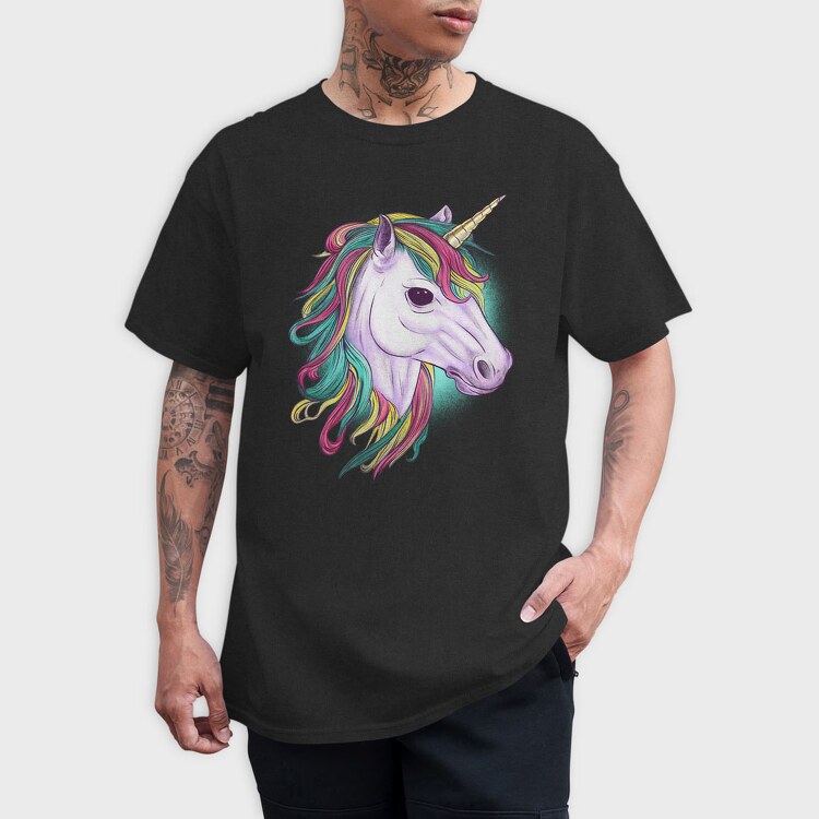 Unicorn Head Color, Tricou Barbati (Unisex)